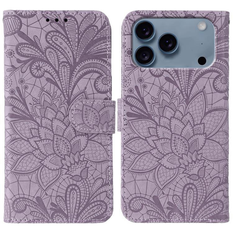 Lace Flower Embossing Flip Leather Phone Case, For iPhone 17e / 16e, For iPhone 17 Pro Max, For iPhone 17 Pro, For iPhone 17, For iPhone Air, For iPhone 16 Pro Max, For iPhone 16 Pro, For iPhone 16 Plus