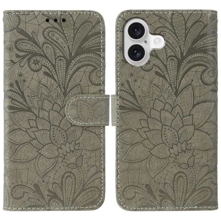 Lace Flower Embossing Flip Leather Phone Case, For iPhone 17e / 16e, For iPhone 17 Pro Max, For iPhone 17 Pro, For iPhone 17, For iPhone Air, For iPhone 16 Pro Max, For iPhone 16 Pro, For iPhone 16 Plus