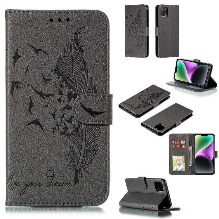 Feather Pattern Litchi Texture Leather Phone Case, For iPhone 17 Pro Max, For iPhone 17 Pro, For iPhone 17, For iPhone Air, For iPhone 15 Pro Max, For iPhone 15 Pro, For iPhone 15 Plus, For iPhone 15