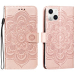 Mandala Embossing Pattern Horizontal Flip Leather Phone Case, For iPhone 15 Plus, For iPhone 15