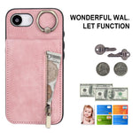 Retro Ring and Zipper RFID Card Slot Phone Case, For iPhone 17e / 16e, For iPhone 17 Pro Max, For iPhone 17 Pro, For iPhone 17, For iPhone Air, For iPhone 16 Pro Max