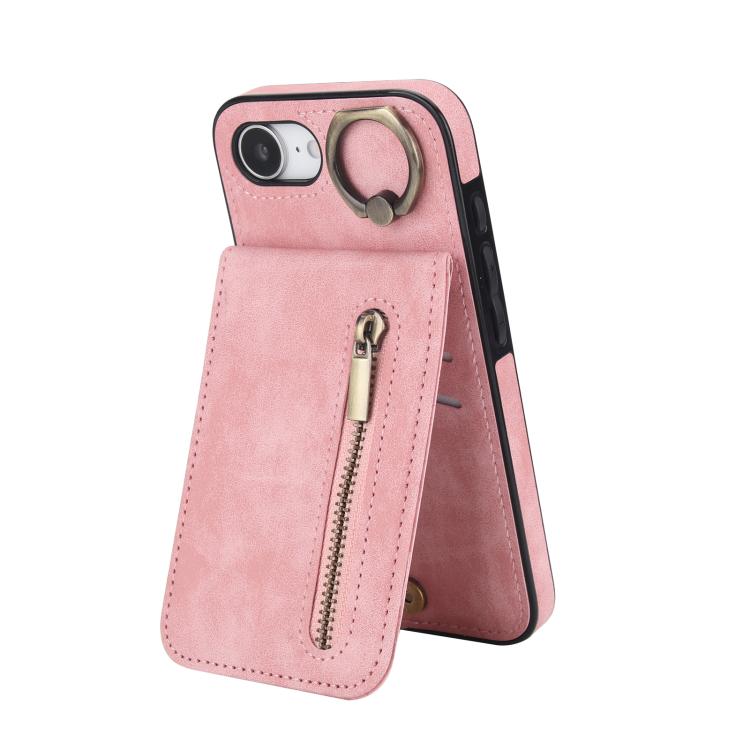 Retro Ring and Zipper RFID Card Slot Phone Case, For iPhone 17e / 16e, For iPhone 17 Pro Max, For iPhone 17 Pro, For iPhone 17, For iPhone Air, For iPhone 16 Pro Max