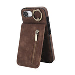 Retro Ring and Zipper RFID Card Slot Phone Case, For iPhone 17e / 16e, For iPhone 17 Pro Max, For iPhone 17 Pro, For iPhone 17, For iPhone Air, For iPhone 16 Pro Max