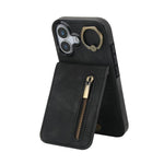 Retro Ring and Zipper RFID Card Slot Phone Case, For iPhone 17e / 16e, For iPhone 17 Pro Max, For iPhone 17 Pro, For iPhone 17, For iPhone Air, For iPhone 16 Pro Max