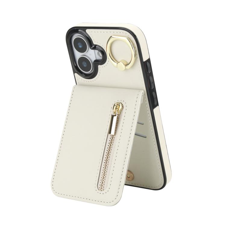 Retro Ring and Zipper RFID Card Slot Phone Case, For iPhone 17e / 16e, For iPhone 17 Pro Max, For iPhone 17 Pro, For iPhone 17, For iPhone Air, For iPhone 16 Pro Max