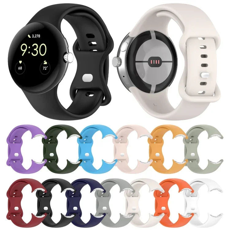 For Google Pixel Watch 4 / 3 / 2 / 1 41mm Solid Color Silicone Watch Band, S Size, L Size