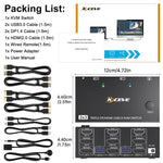 KC-KVM203DH 8K 30Hz USB3.0 DP+DP+HDMI Triple Monitors KVM Switch, EU Plug, KC-KVM203DH