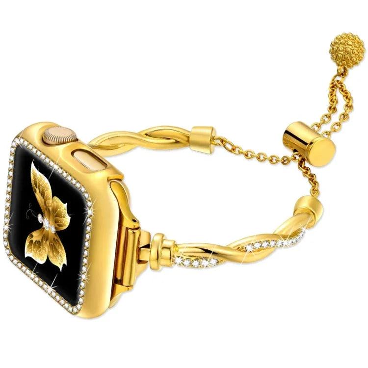 Twist Bracelet Diamond Metal Watch Band, For Apple Watch Series 4 44mm, For Apple Watch Series 4 40mm, For Apple Watch Series 3 38mm, For Apple Watch Series 3 42mm, For Apple Watch Series 2 42mm, For Apple Watch Series 2 38mm, For Apple Watch 42mm     ...