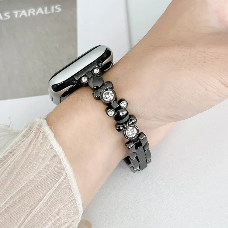 Metal Diamond Bear Chain Watch Band, For Apple Watch Series 4 44mm, For Apple Watch Series 4 40mm, For Apple Watch Series 3 38mm, For Apple Watch Series 3 42mm, For Apple Watch Series 2 42mm, For Apple Watch Series 2 38mm, For Apple Watch 42mm         ...