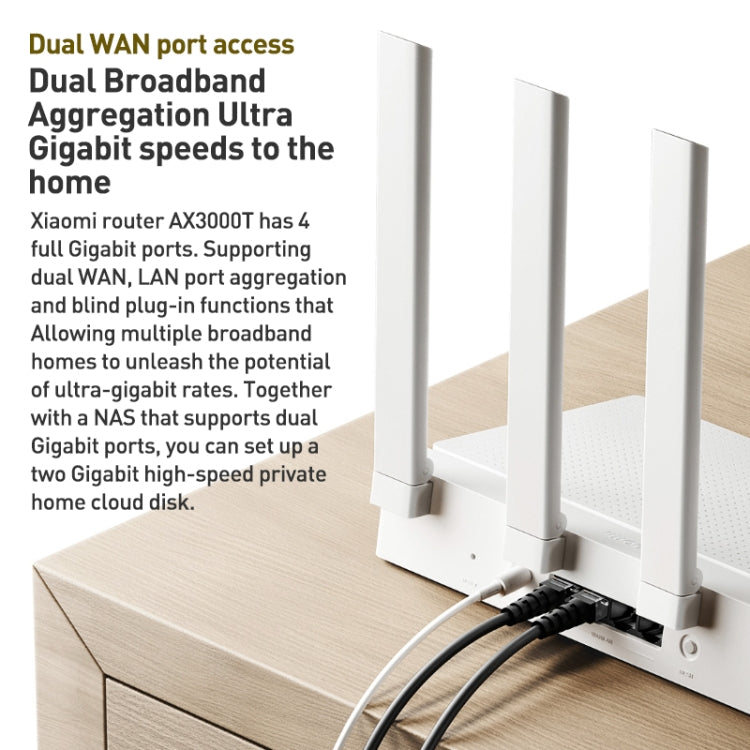 Original Xiaomi AX3000T 2.4GHz/5GHz Dual-band 1.3GHz CPU Router Supports NFC Connection, US Plug, AX3000T