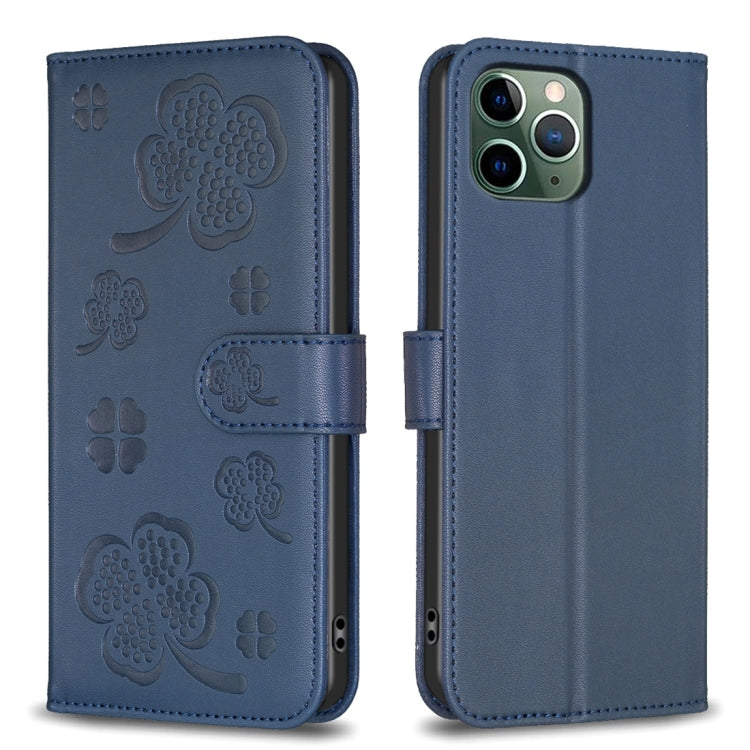 Four-leaf Embossed Leather Phone Case, For iPhone 7 / 8 / SE 2022, For iPhone 13 Pro Max, For iPhone 13 Pro, For iPhone 13, For iPhone 12 / 12 Pro, For iPhone 12 Pro Max, For iPhone 11 Pro Max, For iPhone 11