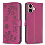 Four-leaf Embossed Leather Phone Case, For iPhone 18 Pro/17 Pro, For iPhone 18 Pro Max/17 Pro Max, For iPhone 17, For iPhone 17 Air, For iPhone 16 Pro Max, For iPhone 16 Pro, For iPhone 16 Plus, For iPhone 16