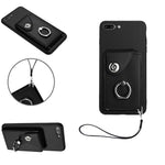 Organ Card Bag Ring Holder PU Phone Case with Lanyard, For iPhone XS / X, For iPhone XR, For iPhone XS Max, For iPhone 8 Plus / 7 Plus