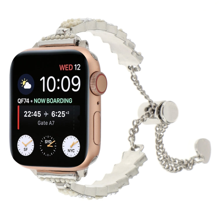 Shell Beads Chain Bracelet Metal Watch Band, For Apple Watch SE 40mm, For Apple Watch SE 44mm, For Apple Watch Series 6 40mm, For Apple Watch Series 6 44mm, For Apple Watch Series 5 44mm, For Apple Watch Series 5 40mm, For Apple Watch Series 4 44mm    ...