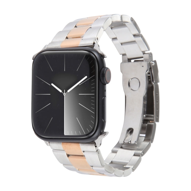 Three-Bead Stainless Steel Watch Band, For Apple Watch SE 2023 44mm, For Apple Watch SE 2023 40mm, For Apple Watch Ultra 2 49mm, For Apple Watch Series 9 45mm, For Apple Watch Series 9 41mm