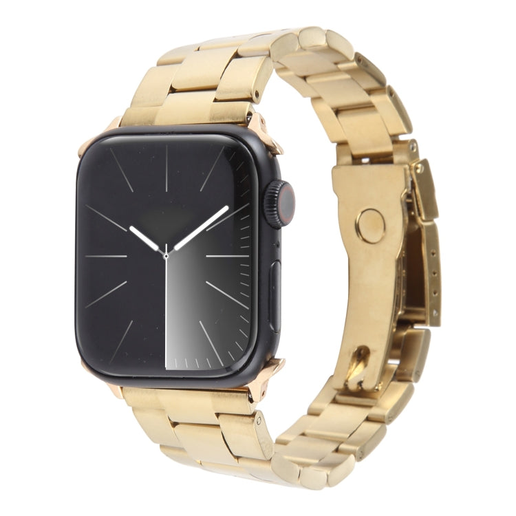 Three-Bead Stainless Steel Watch Band, For Apple Watch SE 2023 44mm, For Apple Watch SE 2023 40mm, For Apple Watch Ultra 2 49mm, For Apple Watch Series 9 45mm, For Apple Watch Series 9 41mm