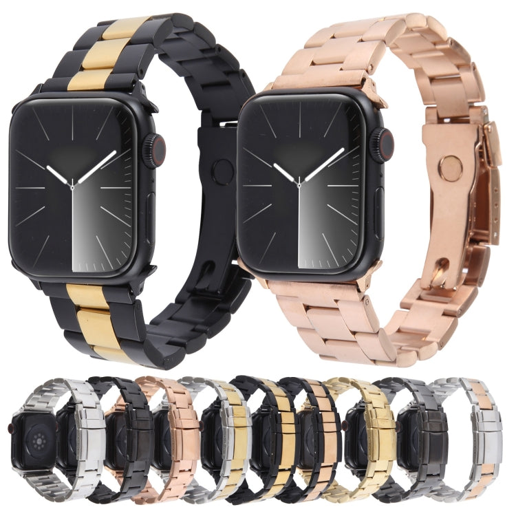 Three-Bead Stainless Steel Watch Band, For Apple Watch Ultra 49mm, For Apple Watch Series 8 41mm, For Apple Watch Series 8 45mm, For Apple Watch SE 2022 40mm, For Apple Watch SE 2022 44mm