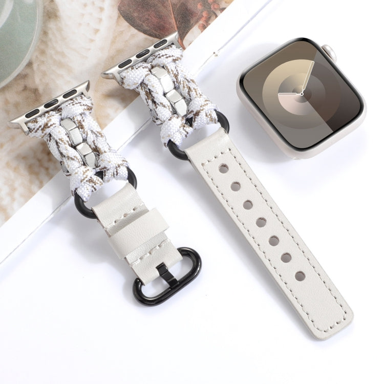 Paracord Genuine Leather Watch Band, For Apple Watch SE 40mm, For Apple Watch SE 44mm, For Apple Watch Series 6 40mm, For Apple Watch Series 6 44mm, For Apple Watch Series 5 44mm, For Apple Watch Series 5 40mm