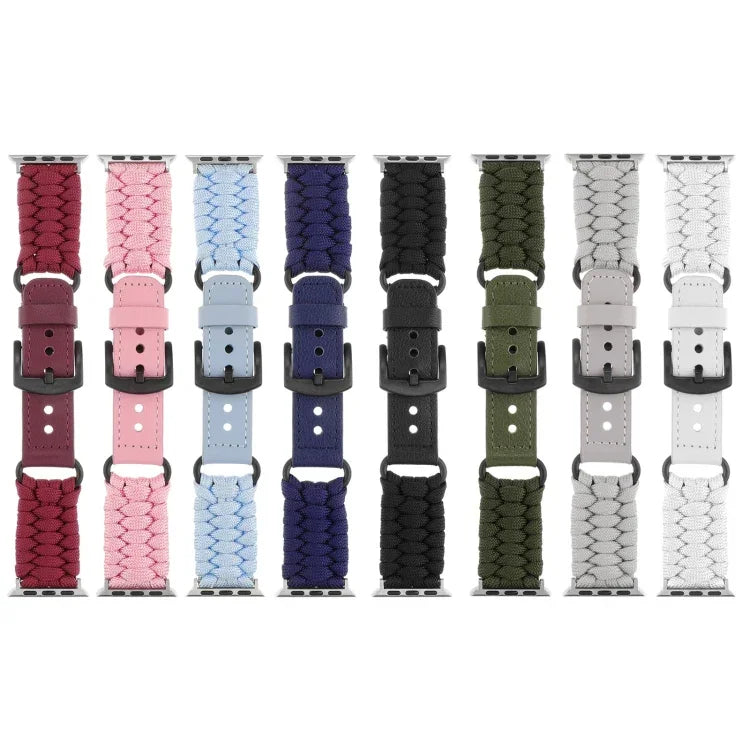 Plain Paracord Genuine Leather Watch Band, For Apple Watch 42mm, For Apple Watch 38mm