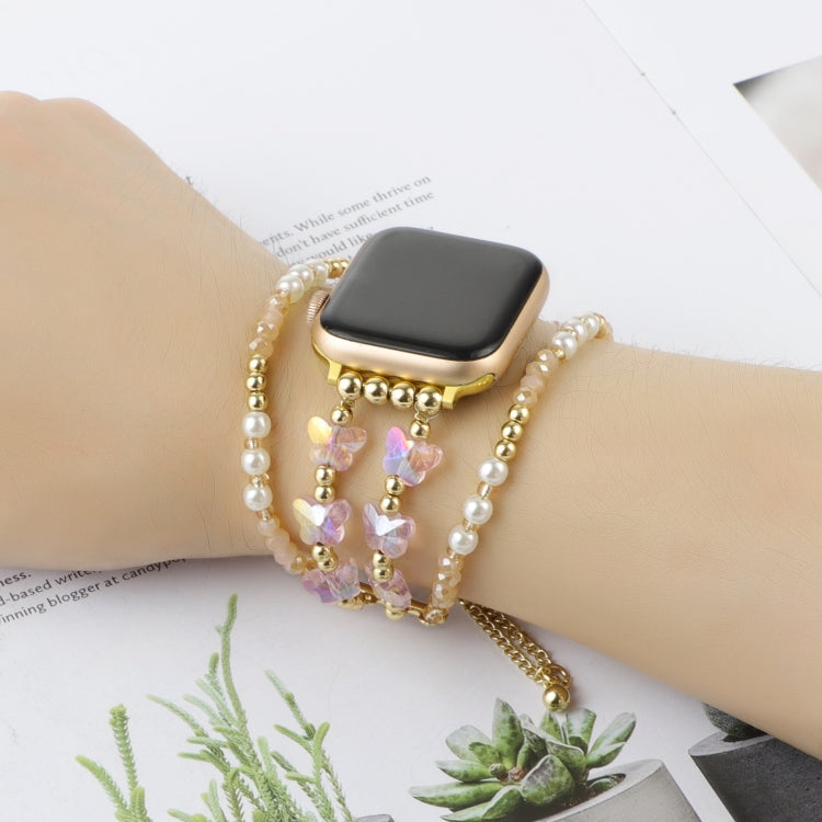 Butterfly Chain Bracelet Metal Watch Band, For Apple Watch SE 2023 44mm, For Apple Watch SE 2023 40mm, For Apple Watch Ultra 2 49mm, For Apple Watch Series 9 45mm, For Apple Watch Series 9 41mm, For Apple Watch Ultra 49mm, For Apple Watch Series 8 41mm...