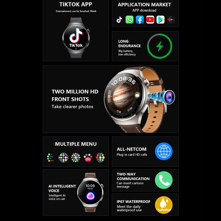 1.53 inch Front Camera Smart Watch Support AI Voice / SIM Card, 1GB+16GB, 2GB+32GB