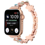 5-petaled Flower Zinc Alloy Chain Watch Band, For Apple Watch Series 8 41mm, For Apple Watch Series 8 45mm, For Apple Watch SE 2022 40mm, For Apple Watch SE 2022 44mm, For Apple Watch Series 7 41mm, For Apple Watch Series 7 45mm