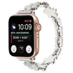 5-petaled Flower Zinc Alloy Chain Watch Band, For Apple Watch Series 8 41mm, For Apple Watch Series 8 45mm, For Apple Watch SE 2022 40mm, For Apple Watch SE 2022 44mm, For Apple Watch Series 7 41mm, For Apple Watch Series 7 45mm