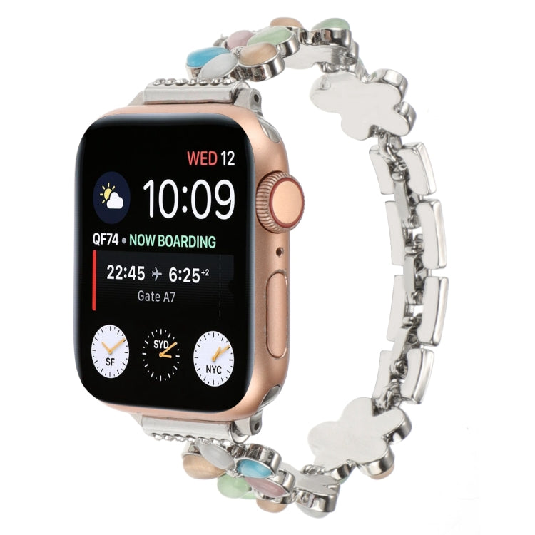 5-petaled Flower Zinc Alloy Chain Watch Band, For Apple Watch Series 4 44mm, For Apple Watch Series 4 40mm, For Apple Watch Series 3 38mm, For Apple Watch Series 3 42mm, For Apple Watch Series 2 42mm, For Apple Watch Series 2 38mm