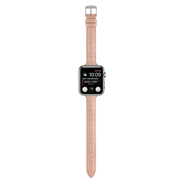 Slim Crocodile Leather Watch Band, For Apple Watch SE 2023 44mm, For Apple Watch SE 2023 40mm, For Apple Watch Ultra 2 49mm, For Apple Watch Series 9 45mm, For Apple Watch Series 9 41mm, For Apple Watch Ultra 49mm