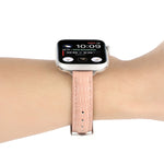 Slim Crocodile Leather Watch Band, For Apple Watch SE 2023 44mm, For Apple Watch SE 2023 40mm, For Apple Watch Ultra 2 49mm, For Apple Watch Series 9 45mm, For Apple Watch Series 9 41mm, For Apple Watch Ultra 49mm