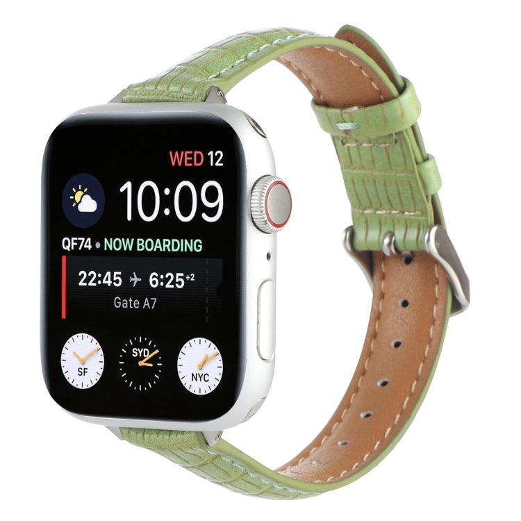 Slim Crocodile Leather Watch Band, For Apple Watch SE 2023 44mm, For Apple Watch SE 2023 40mm, For Apple Watch Ultra 2 49mm, For Apple Watch Series 9 45mm, For Apple Watch Series 9 41mm, For Apple Watch Ultra 49mm
