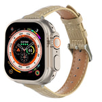 Slim Crocodile Leather Watch Band, For Apple Watch SE 2023 44mm, For Apple Watch SE 2023 40mm, For Apple Watch Ultra 2 49mm, For Apple Watch Series 9 45mm, For Apple Watch Series 9 41mm, For Apple Watch Ultra 49mm