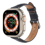 Slim Crocodile Leather Watch Band, For Apple Watch SE 2023 44mm, For Apple Watch SE 2023 40mm, For Apple Watch Ultra 2 49mm, For Apple Watch Series 9 45mm, For Apple Watch Series 9 41mm, For Apple Watch Ultra 49mm