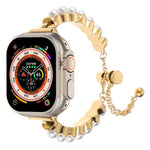Pearl Bracelet Metal Watch Band, For Apple Watch SE 2023 44mm, For Apple Watch SE 2023 40mm, For Apple Watch Ultra 2 49mm, For Apple Watch Series 9 45mm, For Apple Watch Series 9 41mm, For Apple Watch Ultra 49mm, For Apple Watch Series 8 41mm          ...
