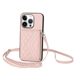Rhombic Texture Card Bag RFID Phone Case with Long Lanyard, For iPhone 17 Pro Max, For iPhone 17 Pro, For iPhone 17, For iPhone Air, For iPhone 16 Pro Max, For iPhone 16 Pro, For iPhone 16 Plus, For iPhone 16