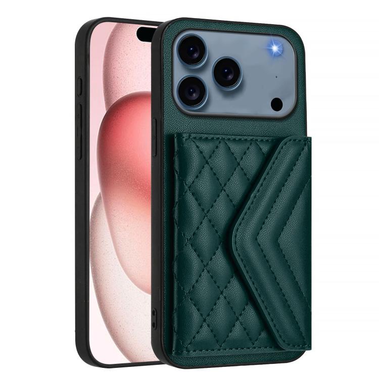 Rhombic Texture Card Bag RFID Phone Case with Long Lanyard, For iPhone 17 Pro Max, For iPhone 17 Pro, For iPhone 17, For iPhone Air, For iPhone 16 Pro Max, For iPhone 16 Pro, For iPhone 16 Plus, For iPhone 16