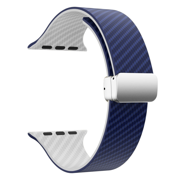 Carbon Fiber Magnetic Silver Buckle Watch Band, For Apple Watch Series 9 45mm, For Apple Watch Series 9 41mm, For Apple Watch Ultra 49mm