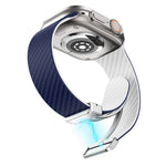 Carbon Fiber Magnetic Silver Buckle Watch Band, For Apple Watch Series 9 45mm, For Apple Watch Series 9 41mm, For Apple Watch Ultra 49mm