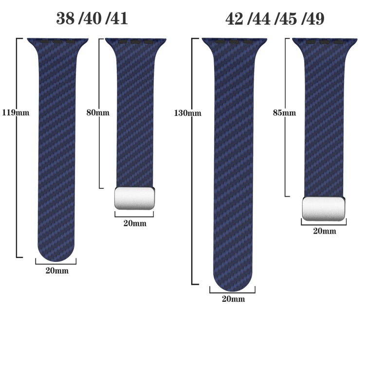 Carbon Fiber Magnetic Silver Buckle Watch Band, For Apple Watch Series 9 45mm, For Apple Watch Series 9 41mm, For Apple Watch Ultra 49mm