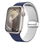 Carbon Fiber Magnetic Silver Buckle Watch Band, For Apple Watch Series 9 45mm, For Apple Watch Series 9 41mm, For Apple Watch Ultra 49mm