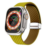 Carbon Fiber Magnetic Silver Buckle Watch Band, For Apple Watch Series 9 45mm, For Apple Watch Series 9 41mm, For Apple Watch Ultra 49mm