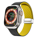 Carbon Fiber Magnetic Silver Buckle Watch Band, For Apple Watch Series 9 45mm, For Apple Watch Series 9 41mm, For Apple Watch Ultra 49mm