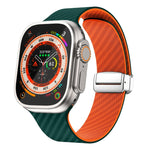 Carbon Fiber Magnetic Silver Buckle Watch Band, For Apple Watch Series 9 45mm, For Apple Watch Series 9 41mm, For Apple Watch Ultra 49mm