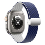 Carbon Fiber Magnetic Silver Buckle Watch Band, For Apple Watch Series 8 41mm, For Apple Watch Series 8 45mm, For Apple Watch SE 2022 40mm