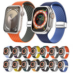 Carbon Fiber Magnetic Silver Buckle Watch Band, For Apple Watch Series 8 41mm, For Apple Watch Series 8 45mm, For Apple Watch SE 2022 40mm