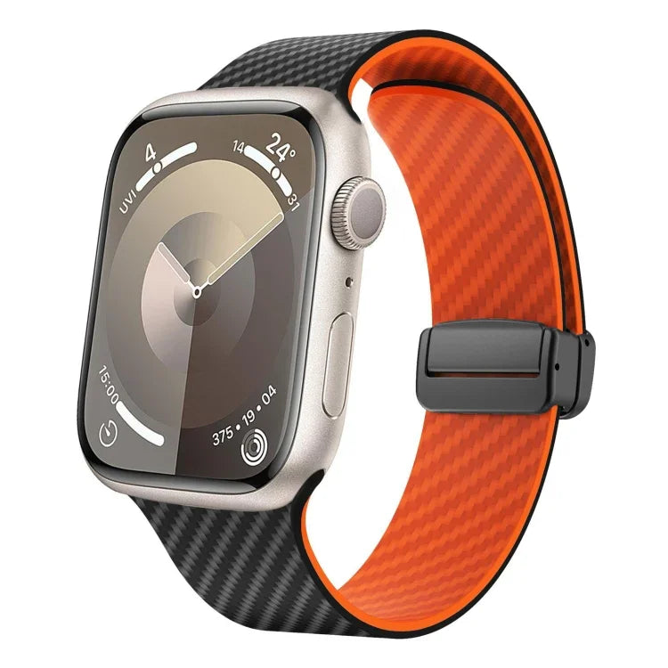 Carbon Fiber Magnetic Black Buckle Watch Band, For Apple Watch 42mm, For Apple Watch 38mm