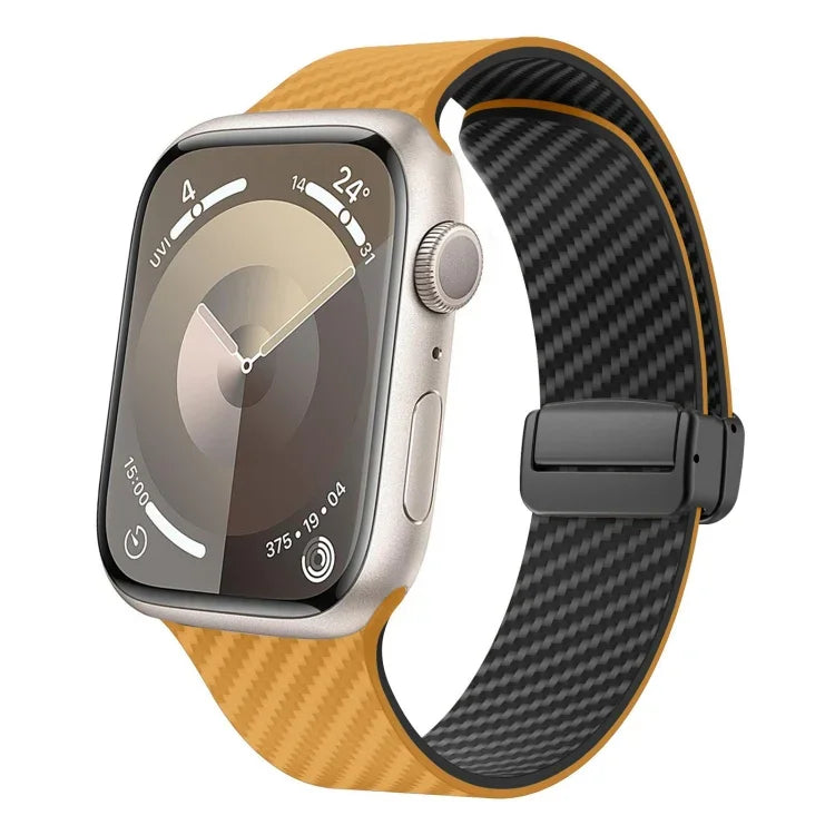 Carbon Fiber Magnetic Black Buckle Watch Band, For Apple Watch 42mm, For Apple Watch 38mm
