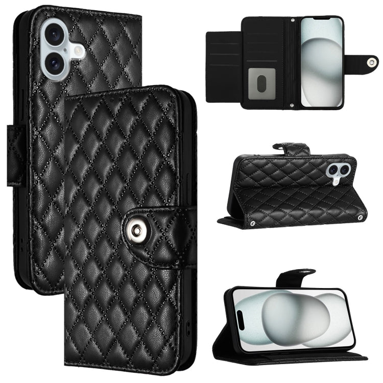 Rhombic Texture Flip Leather Phone Case with Lanyard, For iPhone 17 Pro Max, For iPhone 17 Pro, For iPhone 17, For iPhone Air, For iPhone SE 2024, For iPhone 16 Pro Max, For iPhone 16 Pro, For iPhone 16 Plus