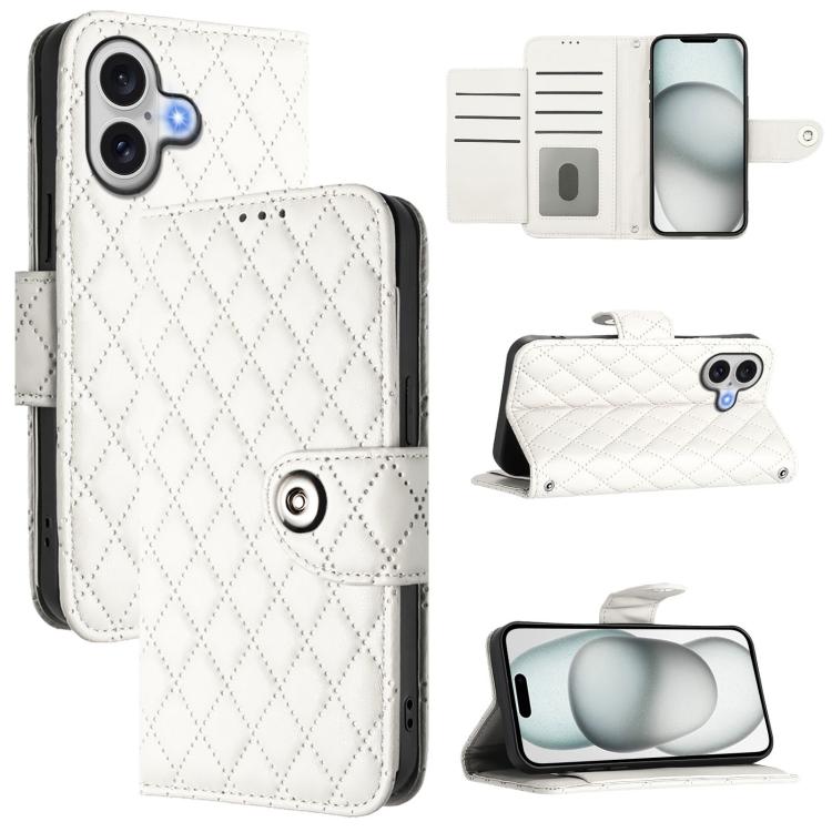 Rhombic Texture Flip Leather Phone Case with Lanyard, For iPhone 17 Pro Max, For iPhone 17 Pro, For iPhone 17, For iPhone Air, For iPhone SE 2024, For iPhone 16 Pro Max, For iPhone 16 Pro, For iPhone 16 Plus