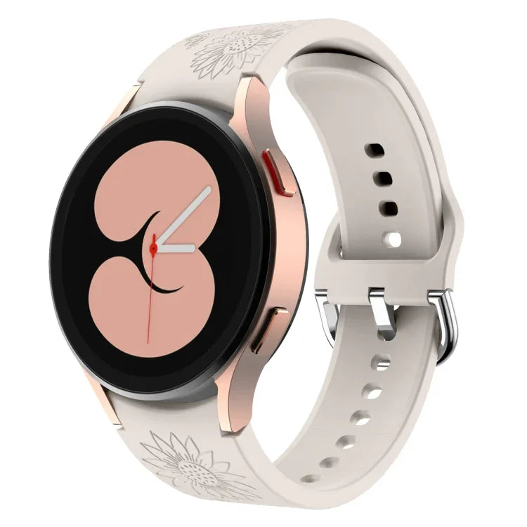 Sunflower Pattern Embossed Silicone Watch Band, For Samsung Galaxy Watch 6